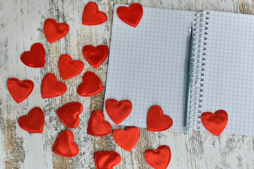Notepad with hearts. St. Valentine's 