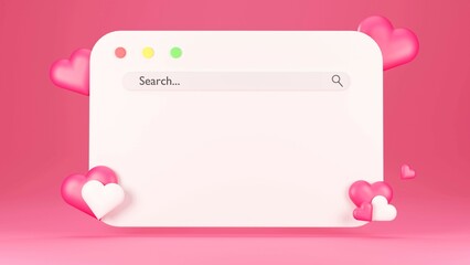 Happy Valentine's Day A simple 3D search web browser for surfing the internet can be used for designing advertisements. romantic heart shape