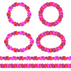 valentine hearts circular frames and border stripe pattern vector