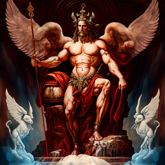 Ancient greek god Ares. Created with Generative AI technology.