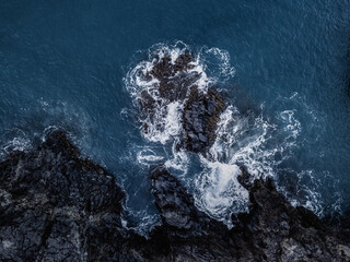Aerial view of sea waves and fantastic Rocky coast. Aerial view of ocean waves and fantastic Rocky coast

