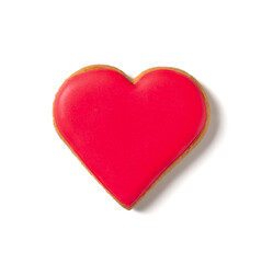 Sweet heart shaped cookie isolated on white background. Valentine's Day celebration