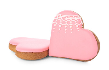 Heart shaped cookies on white background. Valentine's Day celebration