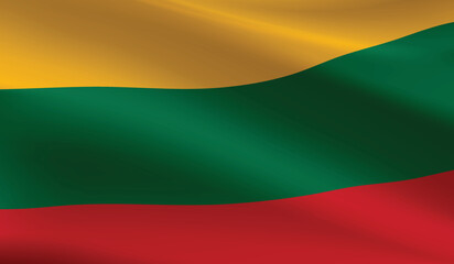 Lithuania flag background.Waving Lithuania flag vector - obrazy, fototapety, plakaty