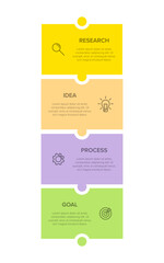Vertical infographic design with icons and 4 options or steps. Thin line. Infographics business concept. Can be used for info graphics, flow charts, presentations, mobile web sites, printed materials.