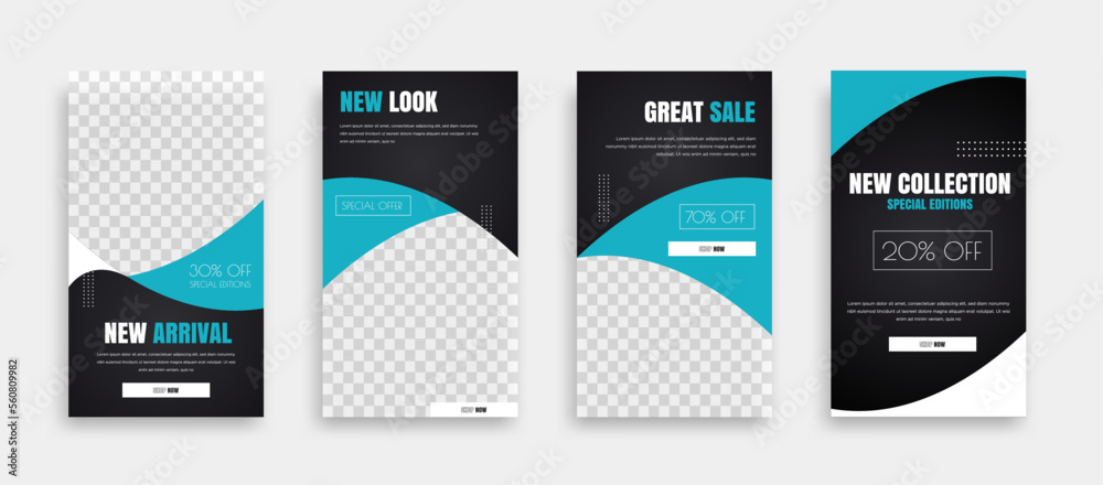 Wall mural set of editable minimal square banner template. background color with geometric shapes for social me