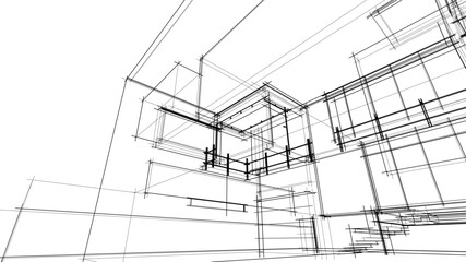 house building sketch architectural 3d illustration