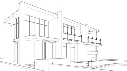 house building sketch architectural 3d illustration