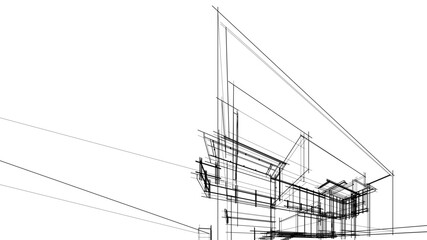 house building sketch architectural 3d illustration