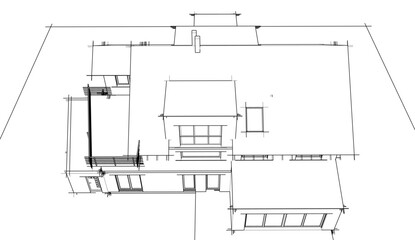 house building sketch architectural 3d illustration