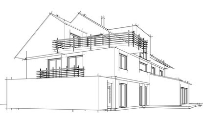 house building sketch architectural 3d illustration