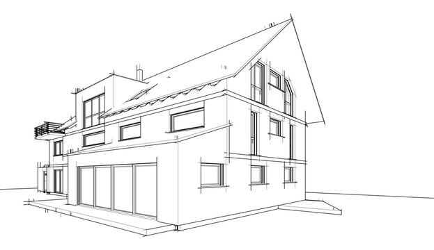 house building sketch architectural 3d illustration