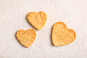 Delicious heart shaped cookies on light background. Valentines Day celebration