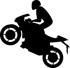 Stunt bike wheeling sign. Vehicle signs and symbols.