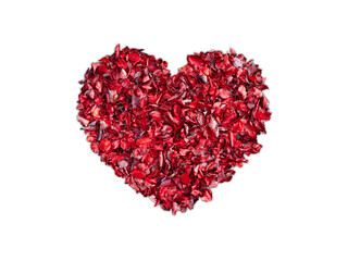 Fototapeta na wymiar heart made of red leaves