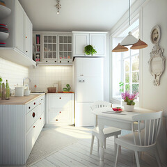 Modern Minimalist Kitchen Interior Design. Generative AI
