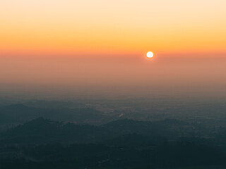 Obraz premium Sunrise over the Po Valley, seen from Monte Grappa, Veneto, Italy