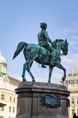 Vienna, Austria - January 5, 2023: Franz Joseph I monument near Albertina Museum, Vienna