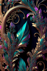 fractal background with flowers. Generative AI