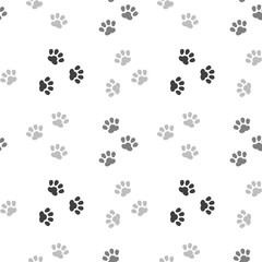 Fototapeta na wymiar Seamless pattern, cat paw prints on white background. Baby textile, print, vector