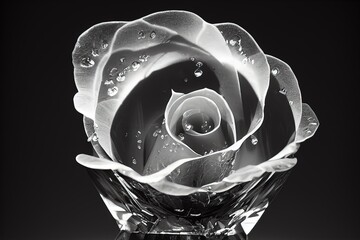 Glass rose black and white colors beauty abstraction background, Generative AI