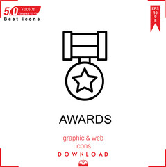 awards icon vector . Business marketing management, awards icons , simple, isolated, application , logo, flat icon for website design or mobile applications, 
UI  UX design Editable stroke. EPS10