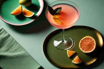 Glass of cold Cosmopolitan Cocktail	
 - obrazy, fototapety, plakaty
