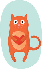 Cute red cat. Valentine's Day.
High quality vector illustration.