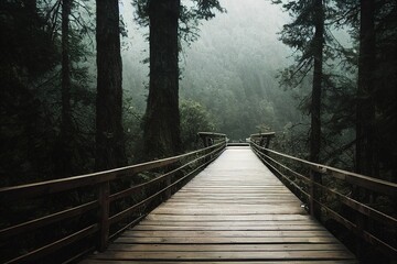 Obraz premium The road through the forest travel rest nature, Generative AI