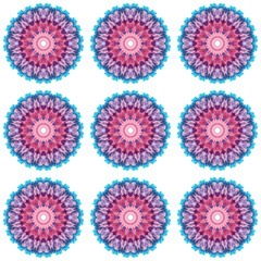 Colorful seamless texture, tile pink and blue round fractal patterns. Colorful seamless wallpaper for design.