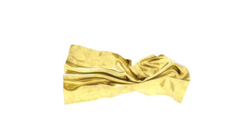 Flying gold cloth isolated on white background 3D render