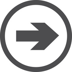 Right direction pointer. Black arrow round sign