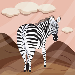 Isolated cute zebra on a safari background Vector