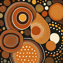 Aboriginal dot art, textile pattern print, earthy colors