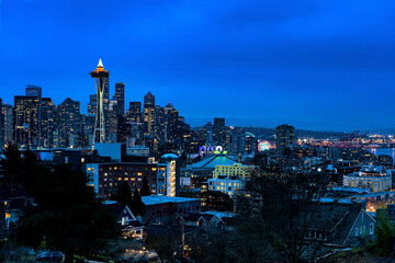 Obraz premium Seattle skyline at night