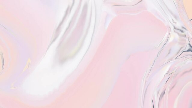 3D animation of Abstract smooth liquid shape. Holographic cloth ball with ripples waving on wind. 4k seamless loop 3D animation