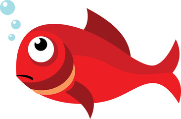 Sad fish under water. Marine animal icon
