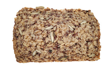 Organic brown bread with visible seeds and grain isolated png file