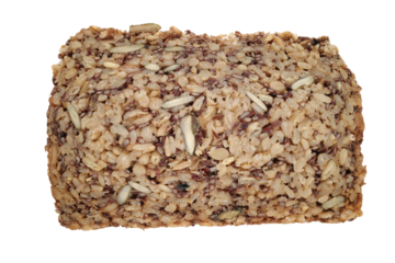 Organic brown bread with visible seeds and grain isolated png file