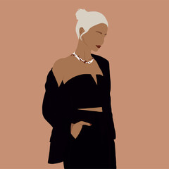Girl in a black suit