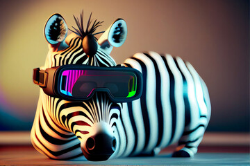 Fototapeta na wymiar Zebra in VR Metaverse . generative artificial intelligence