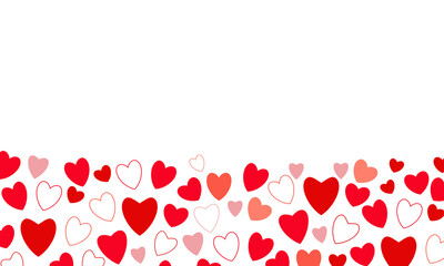 Valentine s day concept background with red and pink hearts.