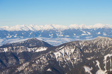 View to Tatra mountains from Chopok, Slovakia