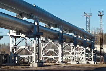 Naklejka premium pipeline close-up against the blue sky
