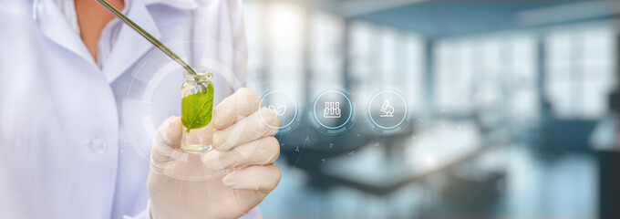 Concept of research in biotechnology in the laboratory.