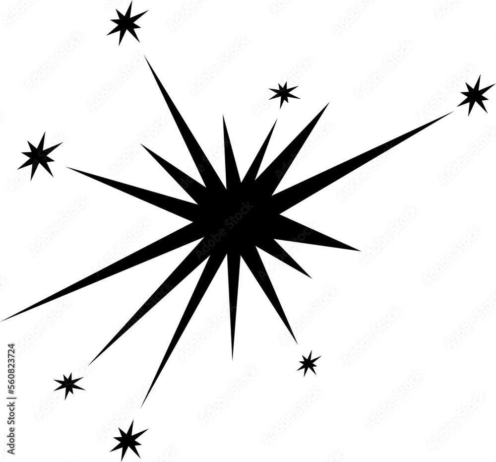 Poster sparkle black icon. star light shape. twinkle symbol