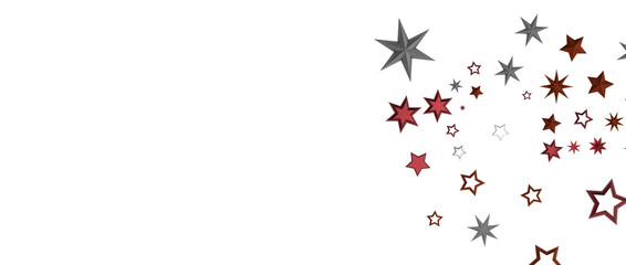 Banner with golden decoration. Festive border with falling glitter dust and stars.