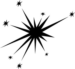Sparkle black icon. Star light shape. Twinkle symbol