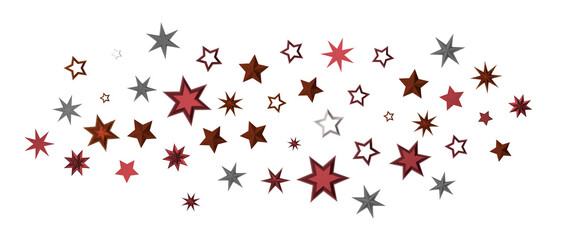 Banner with golden decoration. Festive border with falling glitter dust and stars.