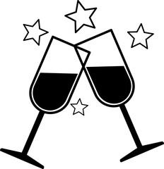 Cheers icon. Drink glass together. Celebrating toast symbol